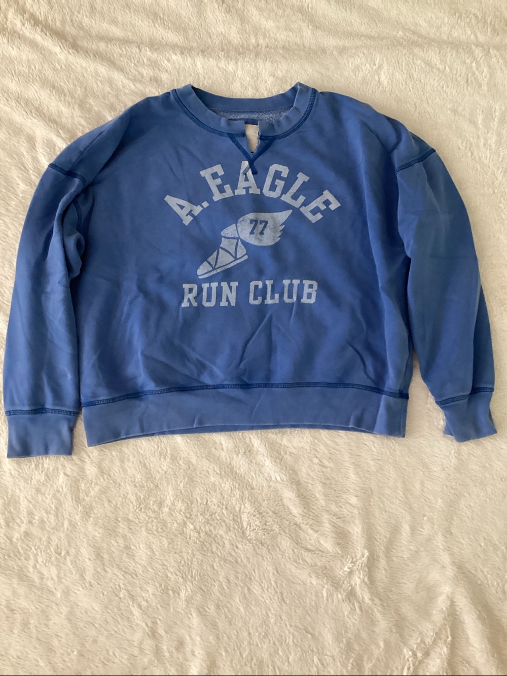 Blue American Eagle Run Club Crew Neck Sweatshirt Sz S